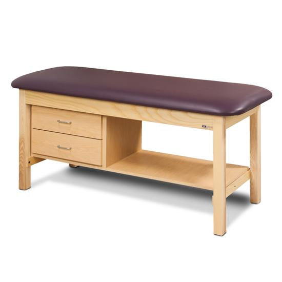 1300-30 Flat Top Classic Series Treatment Table with Shelf and Two Drawers