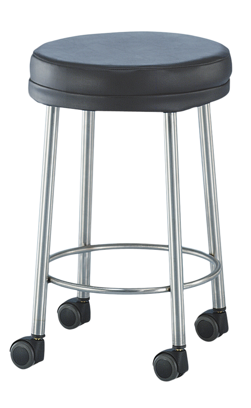 MR Conditional Padded Stool stainless steel 15" Diam. x 23"H 2" cushion 2" MR Conditional Swivel Casters - Didage
